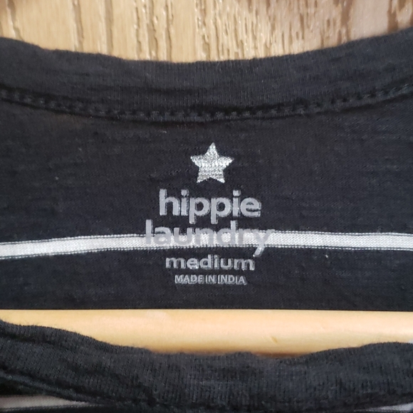 hippie laundry black white stripe tee vneck Size Medium - Picture 3 of 9